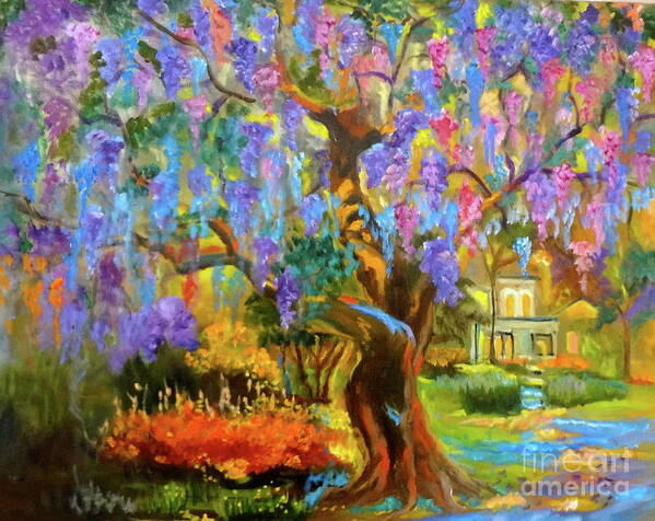 Garden Scene Poster featuring the painting Garden Pathway by Jenny Lee