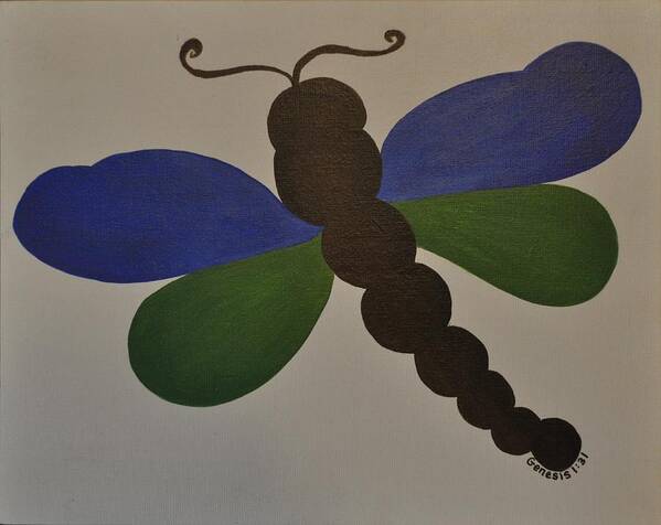 Dragonfly Poster featuring the painting Gensis 1 Dragonfly by Ashlee Tolleson
