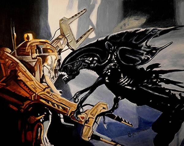 Aliens Poster featuring the painting Get Away From Her You Bitch by Al Molina