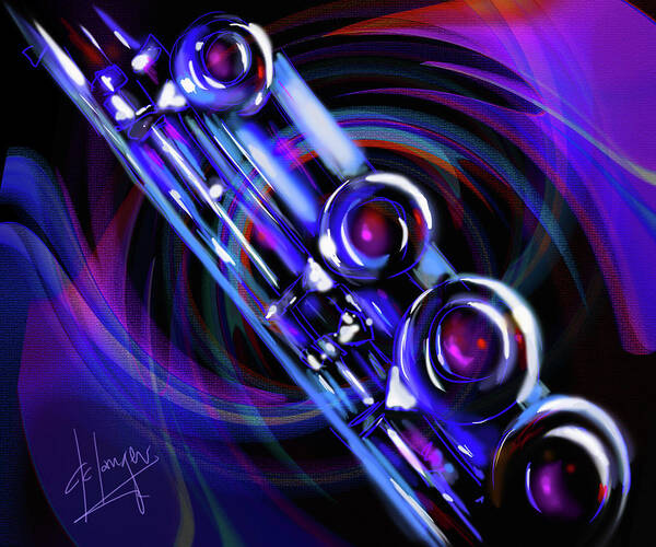 Guitar Poster featuring the painting Glassical Flute by DC Langer