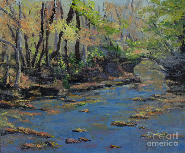 Creek In Woods Poster featuring the painting Glen Helen Creek by Linda Fisler