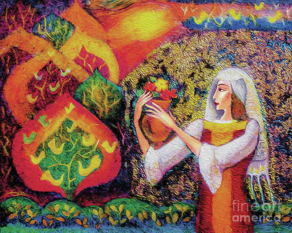 Ethnic Woman Poster featuring the painting Golden Forest by Eva Campbell