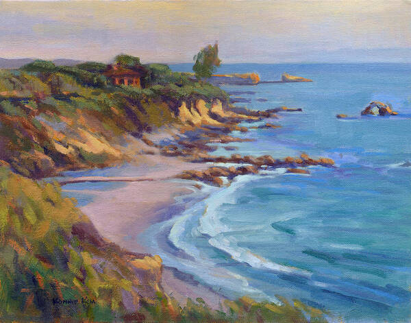 California Poster featuring the painting Golden Hour at Corona del Mar by Konnie Kim