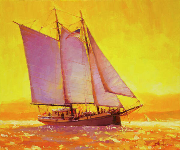 Sail Poster featuring the painting Golden Sea by Steve Henderson