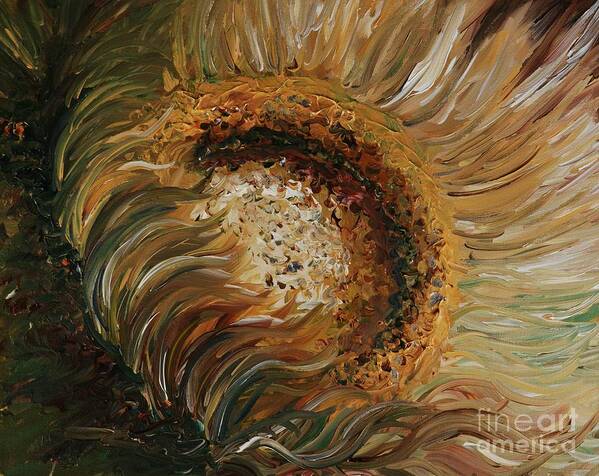 Sunflower Poster featuring the painting Golden Sunflower by Nadine Rippelmeyer