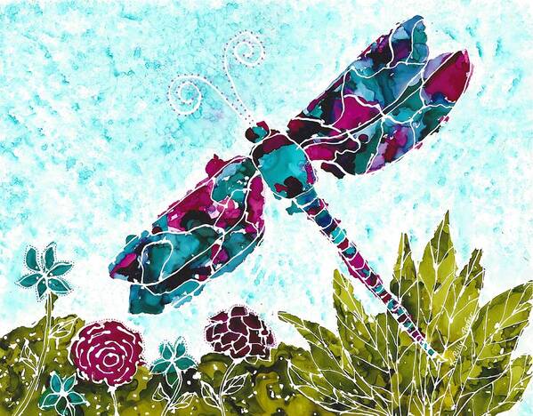 Dragonfly Poster featuring the painting Good Vibrations II by Kathryn Riley Parker