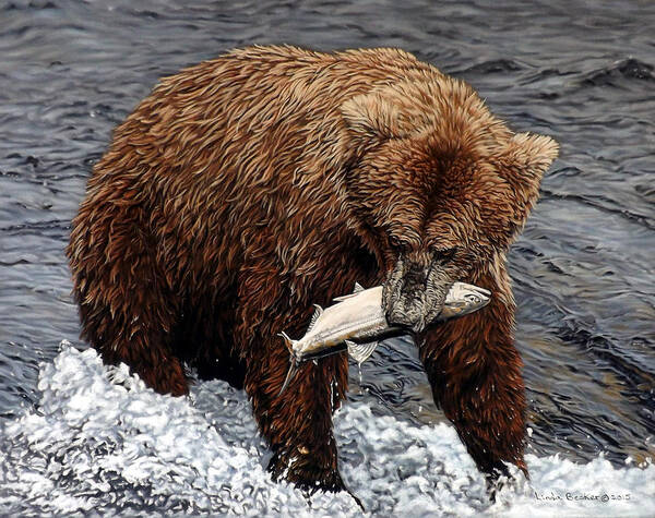 Bear Poster featuring the painting Gotcha by Linda Becker