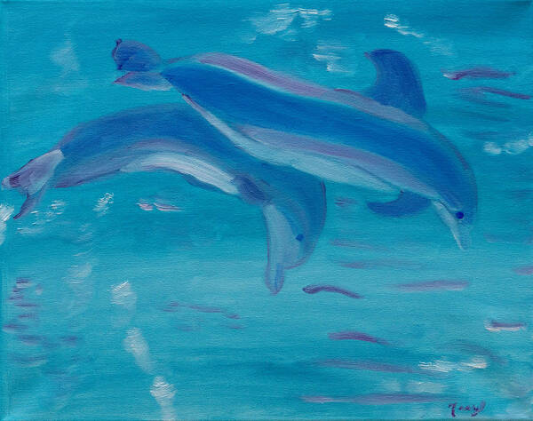 Dolphins Poster featuring the painting Grace by Meryl Goudey
