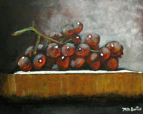 Still Life Poster featuring the painting Grapes on a Block by Mike Benton