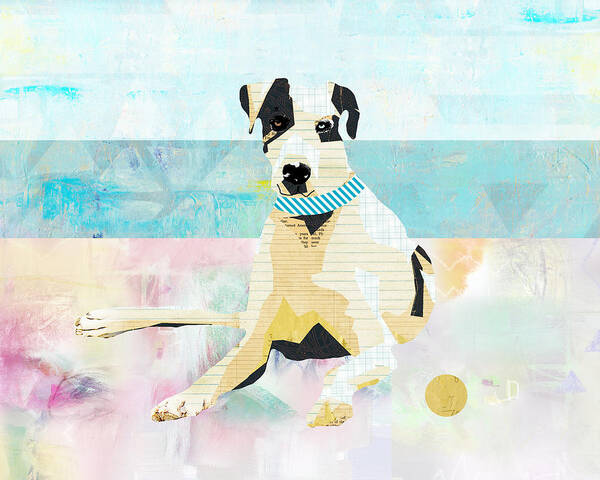 Great Dane Poster featuring the mixed media Great Dane at the beach by Claudia Schoen