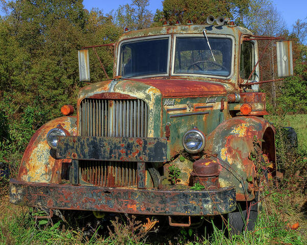 Trucks Poster featuring the photograph Green Mack Truck by Jerry Gammon