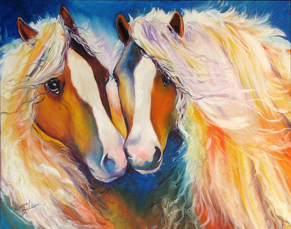 Gypsy Poster featuring the painting Gypsy Vanner Twins Equine Original by Marcia Baldwin