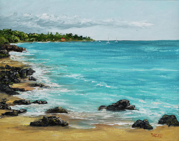 Landscape Poster featuring the painting Hanakao'o Beach by Darice Machel McGuire