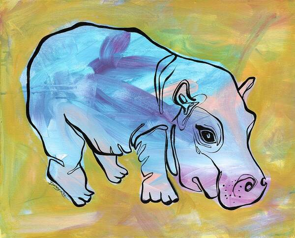 Hippopotamus Poster featuring the painting Happily Hippo by Darcy Lee Saxton