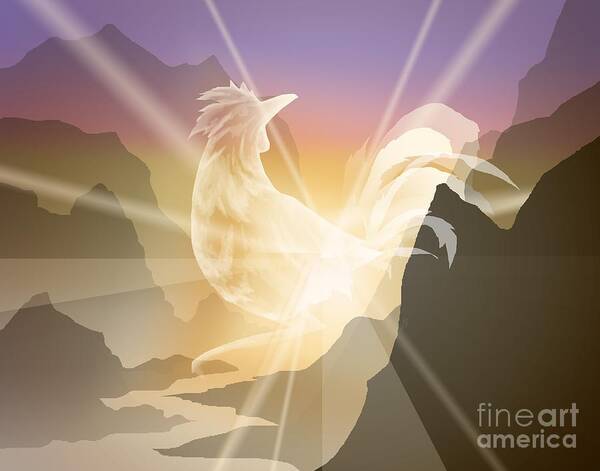 Rooster Poster featuring the digital art Harbinger of Light by Alice Chen