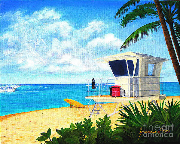 Hawaii Poster featuring the painting Hawaii North Shore Banzai Pipeline by Jerome Stumphauzer