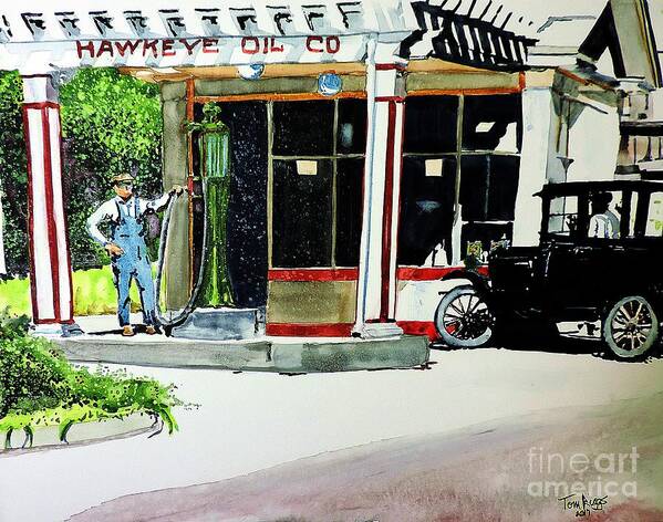 Old Time Poster featuring the painting Hawkeye Oil Co by Tom Riggs