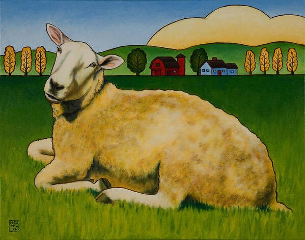 Sheep Poster featuring the painting Hazel by Stacey Neumiller
