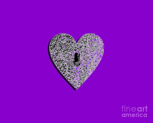 Heart Poster featuring the photograph Heart Shaped Lock Purple .png by Al Powell Photography USA