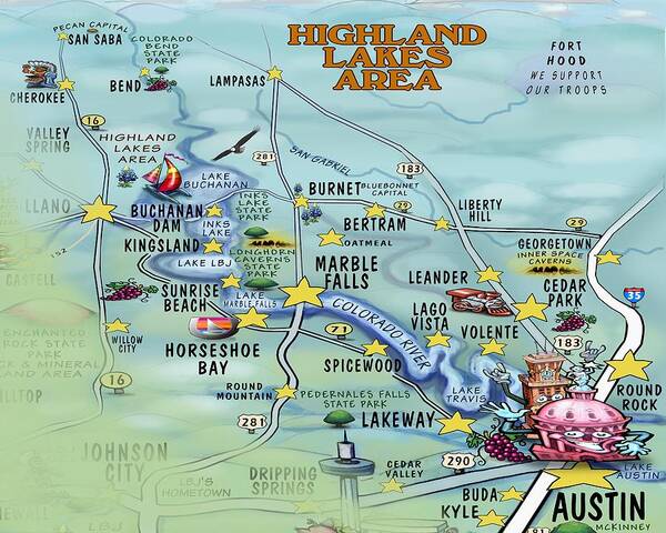 Highland Lakes Area Poster featuring the digital art Highland Lakes Area by Kevin Middleton