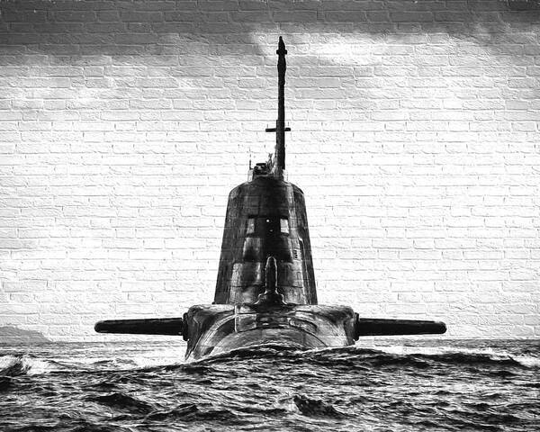 Astute Class Poster featuring the digital art HMS Ambush Submarine Gaffiti by Roy Pedersen