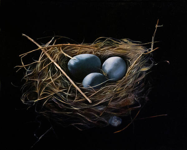 Bird Eggs Poster featuring the painting Home by Anthony Enyedy