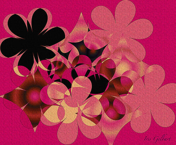 Illustration Poster featuring the digital art Hot Pink Blooms by Iris Gelbart