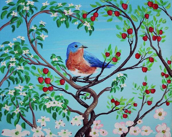 Eastern Bluebird Poster featuring the painting I Love A Challenge In Uniqueness by M E