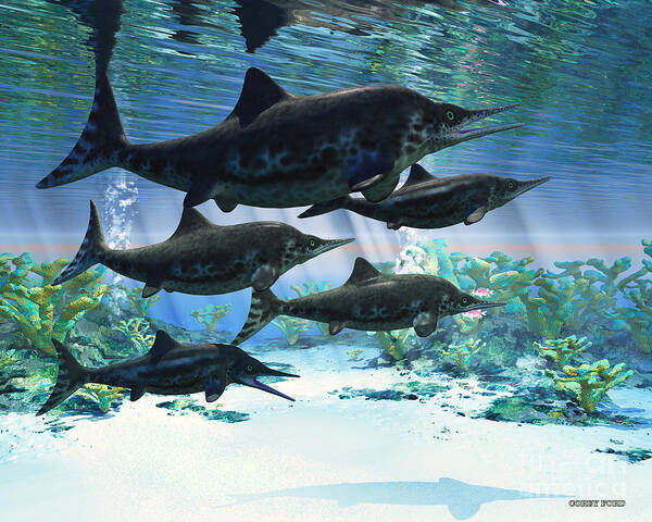 Icthyosaur Poster featuring the painting Ichthyosaur by Corey Ford