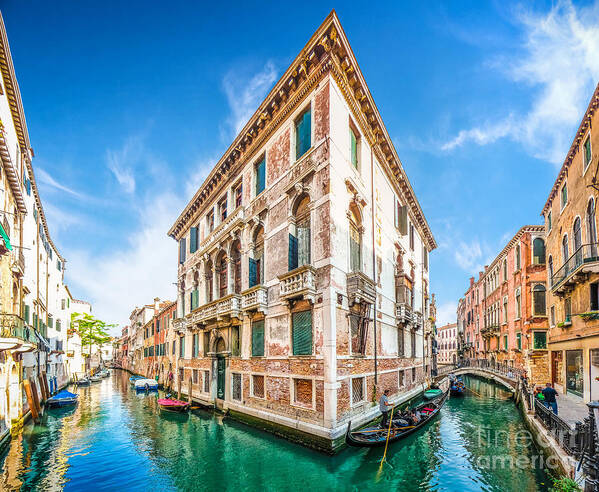 Alley Poster featuring the photograph Idyllic canal in Venice by JR Photography