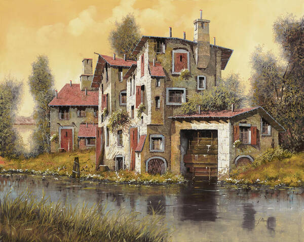 Landscape Poster featuring the painting Il Mulino Giallo by Guido Borelli