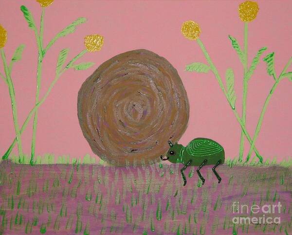 Dung Bettle Poster featuring the painting Insect Happy Meal by Gregory Davis