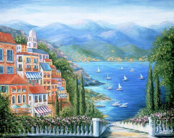 Europe Poster featuring the painting Italian Village By The Sea by Marilyn Dunlap