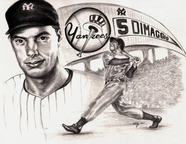 Dimaggio Poster featuring the drawing Joe Dimaggio by Kathleen Kelly Thompson