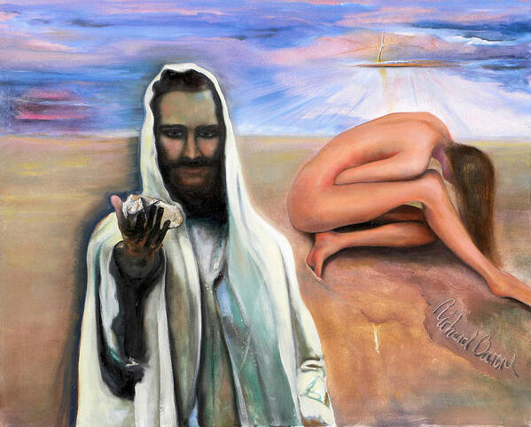 Jesus Poster featuring the painting John c8 v7 by Richard Barone
