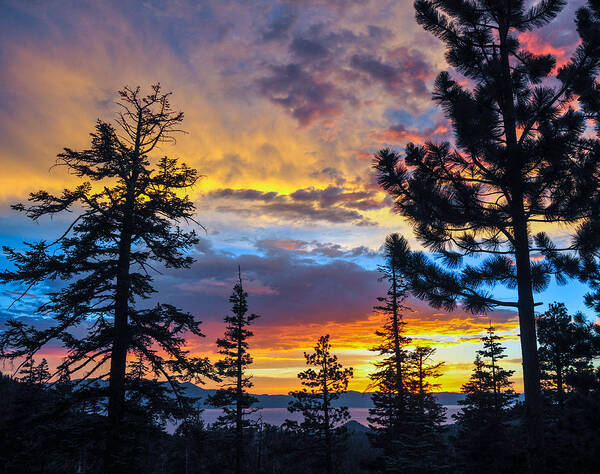 Sunset Poster featuring the photograph July 14 2014 Lake Tahoe Sunset 2 - Nevada by Bruce Friedman