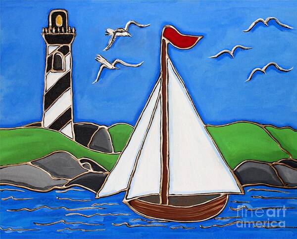 Chesapeake Poster featuring the painting Just Sailing By by Cynthia Snyder