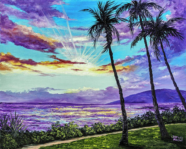 Kaanapali Beach Sunset Poster featuring the painting Ka'anapali Beach Sunset by Darice Machel McGuire