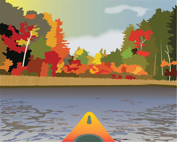 Kayak Poster featuring the painting Kayak--Fall by Marian Federspiel