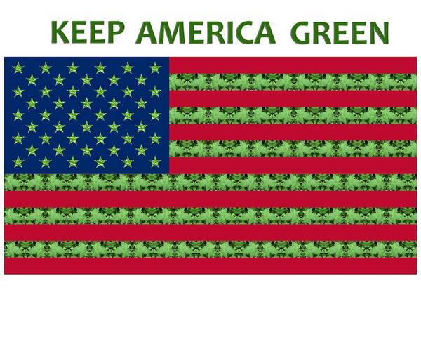 Save The Earth Poster featuring the digital art Keep America Green USA Flag by Julia L Wright