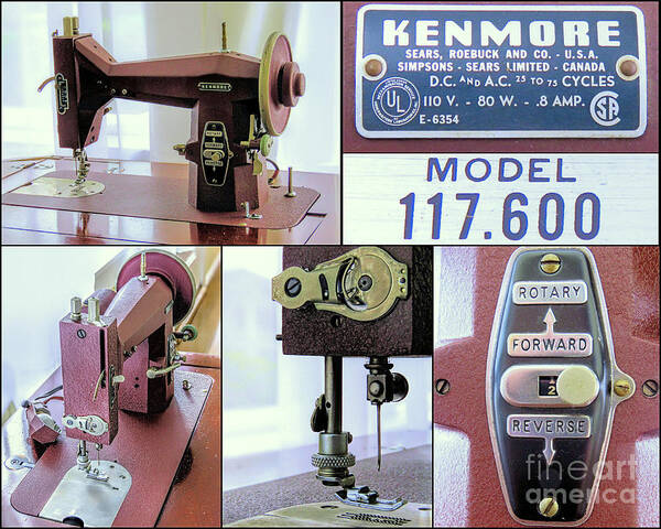 Kenmore Poster featuring the photograph Kenmore Rotary Sewing Machine E6354 Model 117 600 by Janice Drew