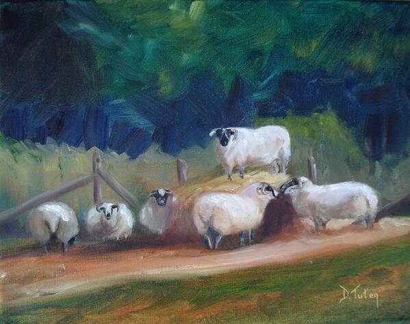 Sheep Poster featuring the painting King of Green Hill Farm by Donna Tuten