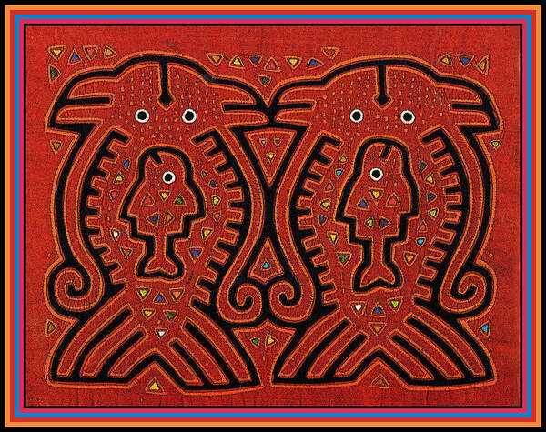 Kuna Indian Folk Art Poster featuring the digital art Kuna Indian Skate Fish by Vagabond Folk Art - Virginia Vivier