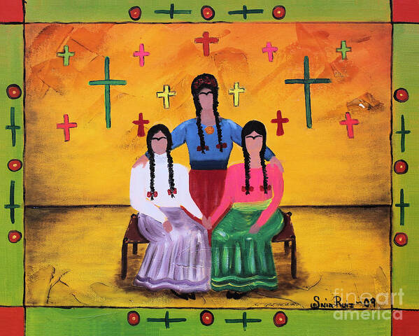 Frida Kahlo Poster featuring the painting Las Fridas by Sonia Flores Ruiz