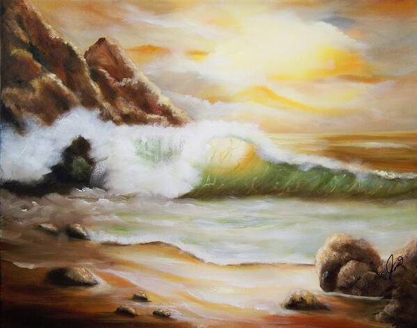 Seascape Poster featuring the painting Late Afternoon Beach by Joni McPherson