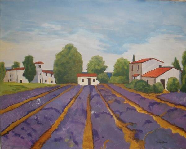 Lavender Poster featuring the painting Lavender field by Betty-Anne McDonald