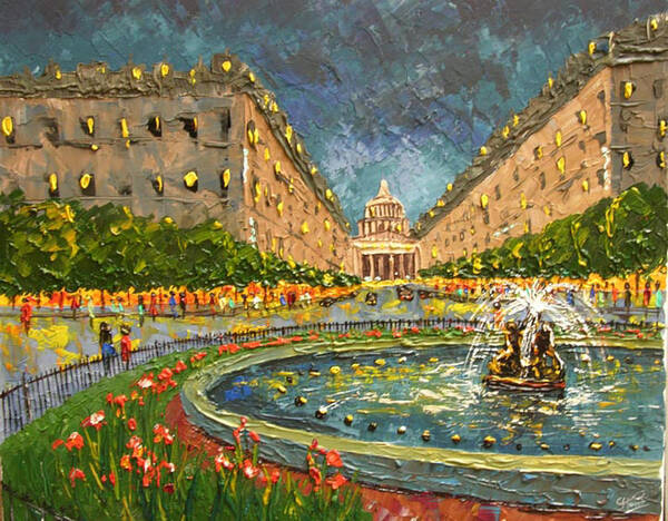 Seascape Poster featuring the painting Le Pantheon Paris France by Frederic Payet