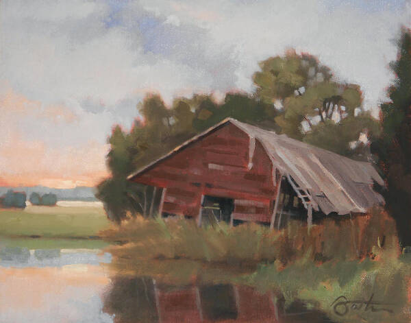 Barn Poster featuring the painting Leaning by Todd Baxter