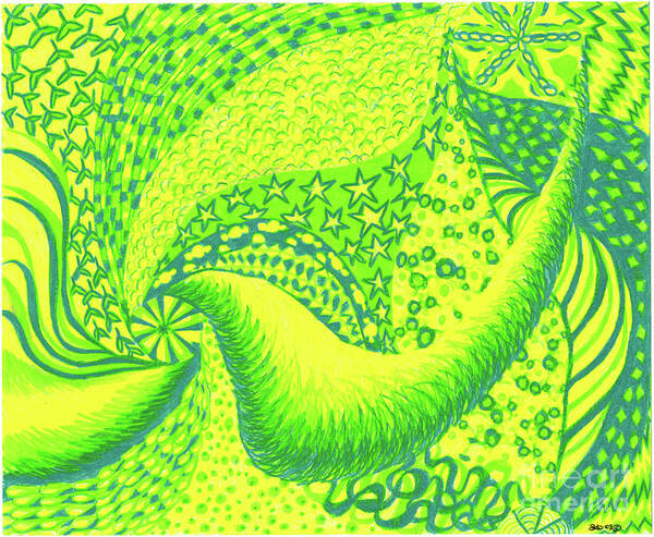 Abstract Poster featuring the drawing Lemon Lime by Kim Sy Ok