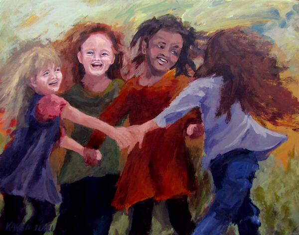 Children Poster featuring the painting Lets Dance by Karen Ilari